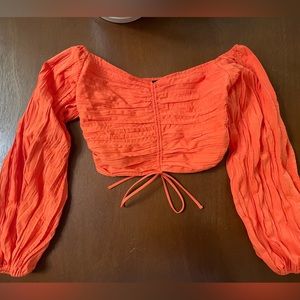 UO Jessina Long Sleeve Off-The-Shoulder Top